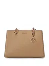 Michael Kors Cynthia Leather Tote Bag In Braun