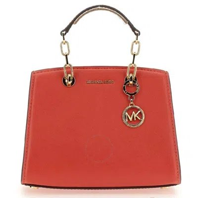 MICHAEL KORS MICHAEL KORS CYNTHIA LOGO-CHARM LEATHER TOTE BAG