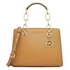 Michael Kors Cynthia Small Leather Satchel Bag In Brown