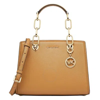 Michael Kors Cynthia Small Leather Satchel Bag In Brown