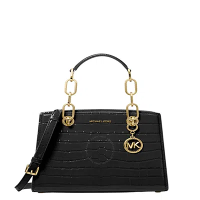 Michael Kors Cynthia Small Leather Satchel In Black