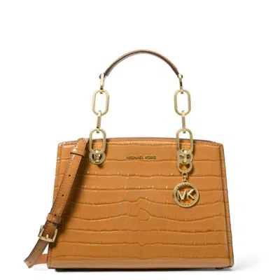 Michael Kors Cynthia Small Leather Satchel In Neutral