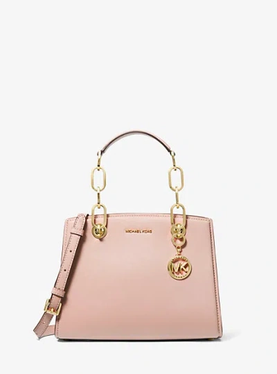 Michael Kors Cynthia Small Leather Satchel In Pink