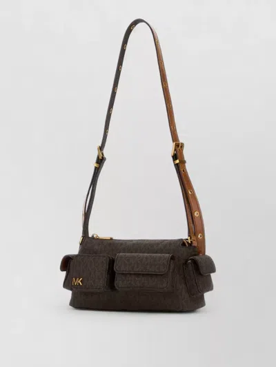 Michael Kors Dakota Canvas Shoulder Bag Adjustable Strap In Brown