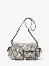 Michael Kors Dakota Medium Snake Embossed Leather Shoulder Bag In Grey