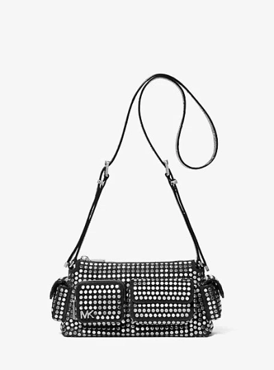 Michael Kors Dakota Small Studded Suede Shoulder Bag In Black