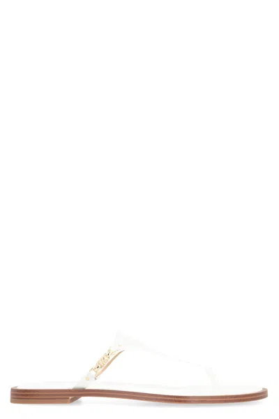 Michael Kors Daniella Leather Flip-flops In Bianco