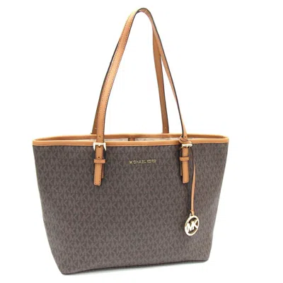 Pre-owned Michael Kors Dark Brown Light Brown Pvc Leather Tote Bag ()