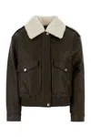 Michael Kors Dark Brown Synthetic Leather Jacket In Brown