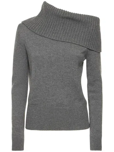 Michael Kors Dark Gray Sweater With Asymmetrical Collar