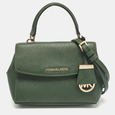 Pre-owned Michael Kors Dark Green Leather Extra Small Ava Top Handle Bag