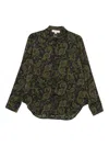 Michael Kors Dark Green Paisley Print Long-sleeved Shirt In Black