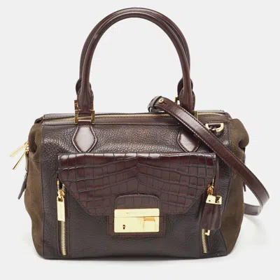Michael Kors Dark Leather And Nubuck Collection Gia Satchel In Brown