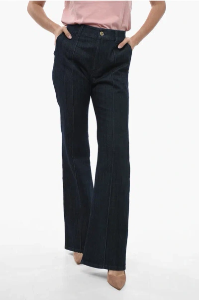 Michael Kors Dark-washed Bootcut Denims With Pleats In Black