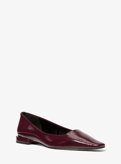 Michael Kors Darrah Crackled Patent Leather Ballet Flat In Red