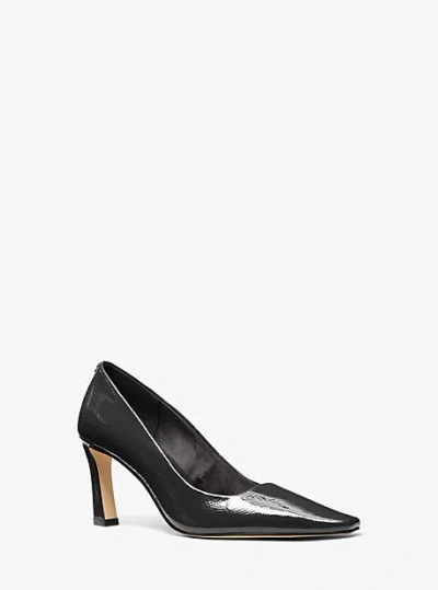 Michael Kors Darrah Crackled Patent Leather Pump In Black