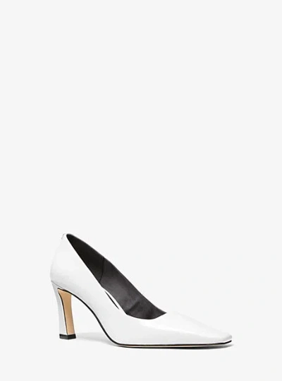 Michael Kors Darrah Crackled Patent Leather Pump In White