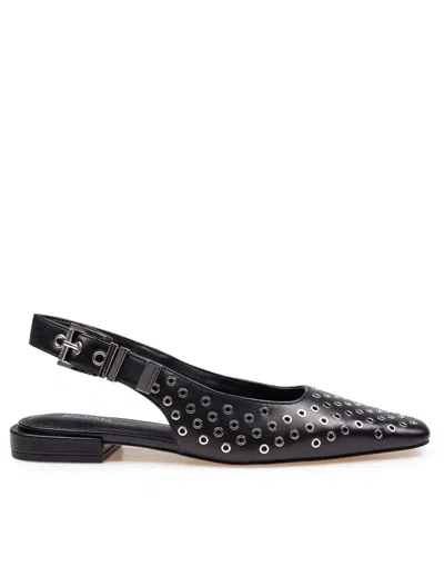 Michael Kors Darringt Leather Ballerina With Applied Studs In Black