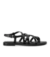 Michael Kors Darrington Snake Embossed Flat Sandals In Black
