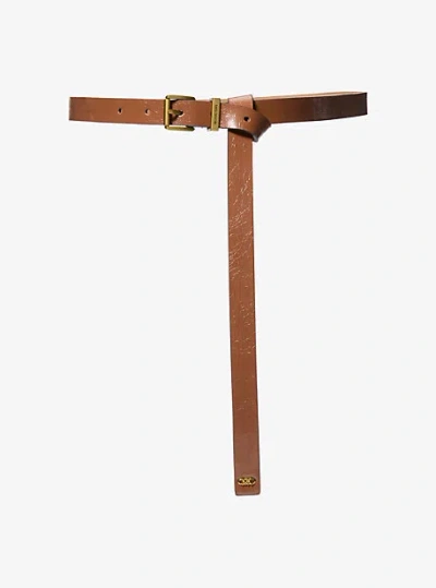Michael Kors Darrington Crackled Belt In Brown