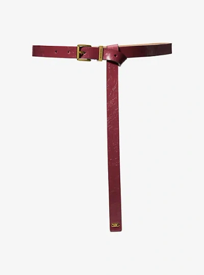 Michael Kors Darrington Crackled Belt In Red