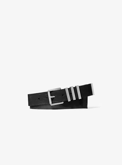 Michael Kors Darrington Crackled Belt In Silver