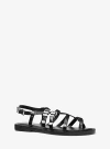 Michael Kors Darrington Snake Embossed Flat Sandals In Black