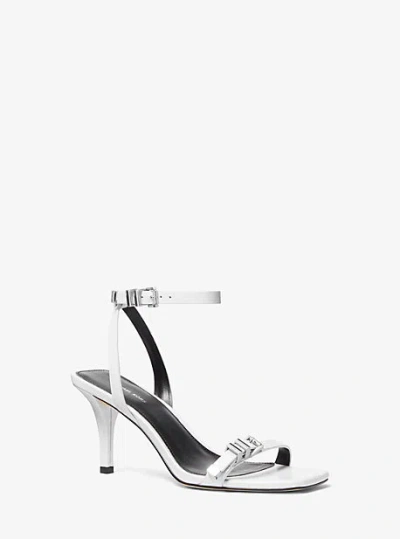 Michael Kors Darrington Crackled Leather Sandal In White