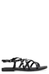 Michael Kors Darrington Snake Embossed Flat Sandals In Black