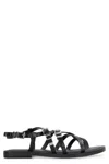 Michael Kors Darrington Snake Embossed Flat Sandals In Black