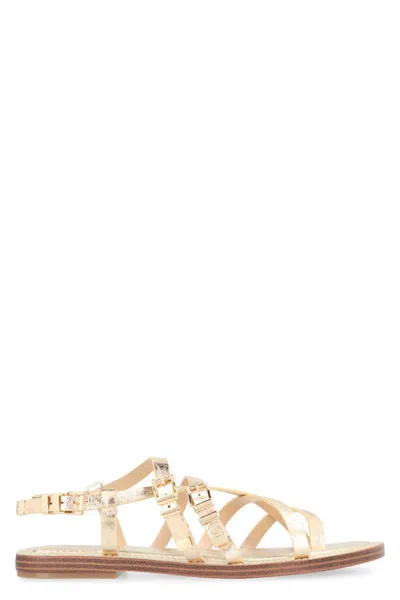 Michael Kors Darrington Leather Sandals In Gold