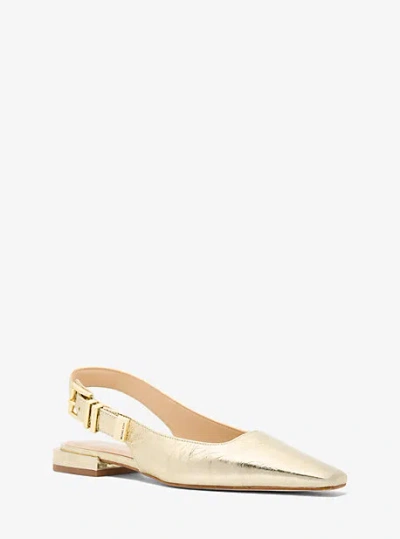Michael Kors Darrington Metallic Crackled Leather Flat In Gold
