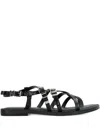 Michael Kors Darrington Snake Embossed Flat Sandals In Schwarz