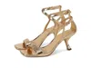 Michael Kors Darrington Sandals Women's Gold Leather Kitten Heel Strappy Ver640 In Gold