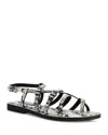 Michael Kors Darrington Snake Embossed Leather Sandal In Aluminum