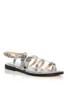 Michael Kors Darrington Snake Embossed Flat Sandals In Silver