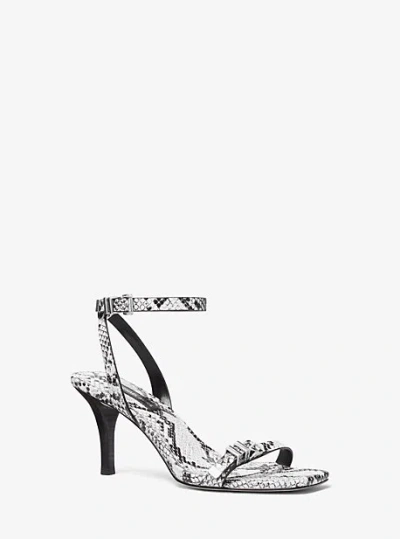 Michael Kors Darrington Snake Embossed Leather Sandal In Grey