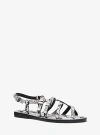 Michael Kors Darrington Snake Embossed Leather Sandal In Grey