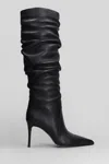 Michael Kors Dawn Heeled High Heels Boots In Black Leather In Black
