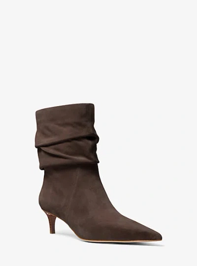 Michael Kors Dawn Suede Ankle Boot In Brown