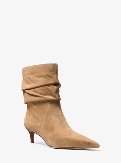 Michael Kors Dawn Suede Ankle Boot In Brown