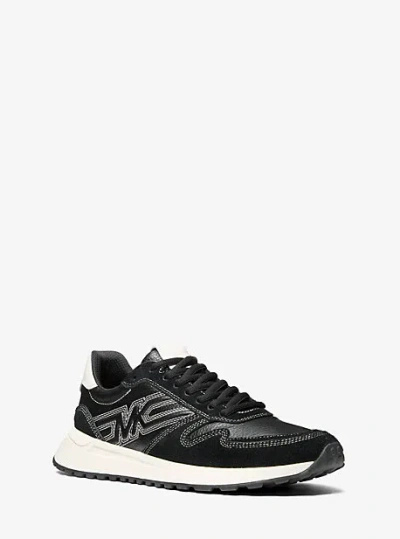 Michael Kors Dax Leather Trainer In Black