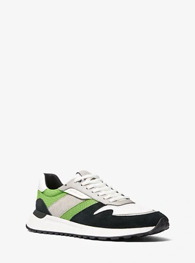 Michael Kors Dax Mixed-media Trainer In Green