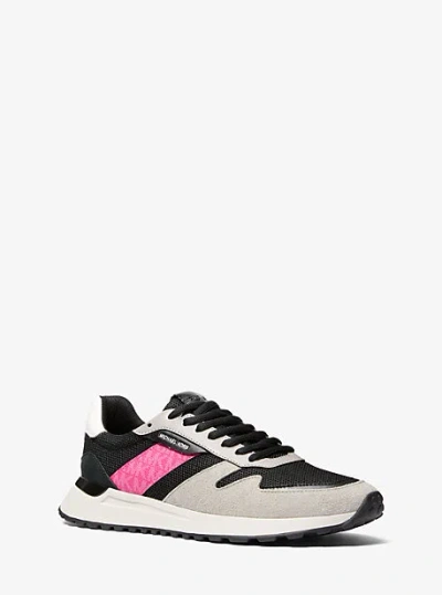 Michael Kors Dax Mixed-media Trainer In Pink