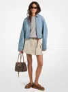 Michael Kors Denim Bomber Jacket In Blue