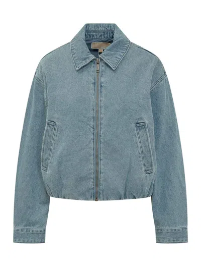 Michael Kors Denim Bomber Jacket In Blue