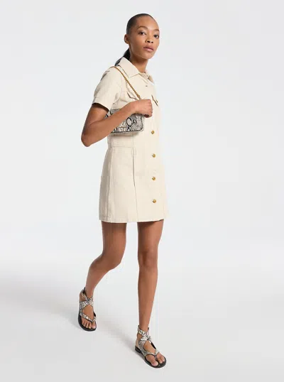 Michael Kors Denim Mini Dress In Neutral
