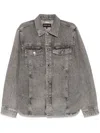 Michael Kors Washed Denim Shirt Jacket In Grey