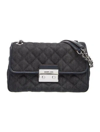 Pre-owned Michael Kors Denim Shoulder Bag In Black