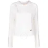 Michael Kors Detail Long Sleeve Cut Out Sweater In White